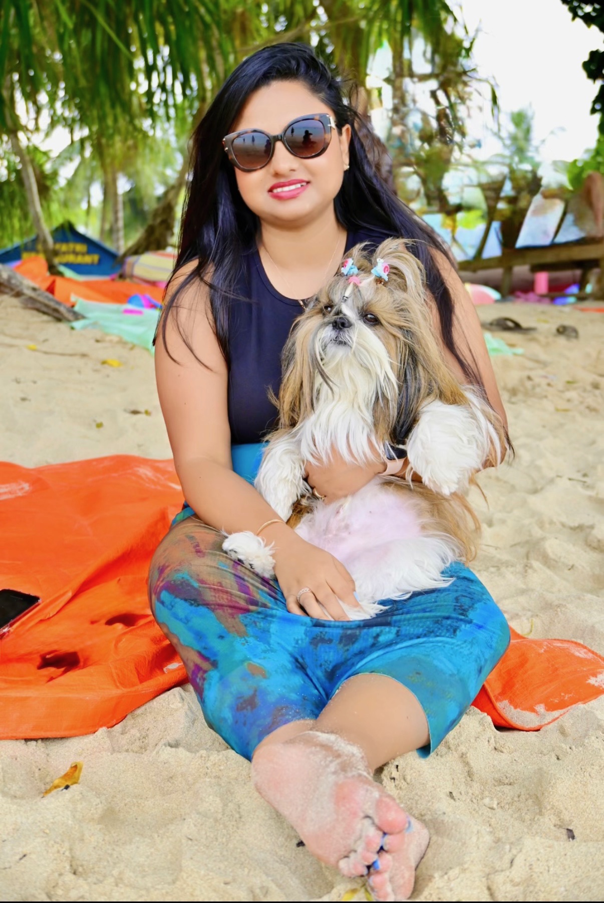 A relaxed, happy Bunnu at the beach